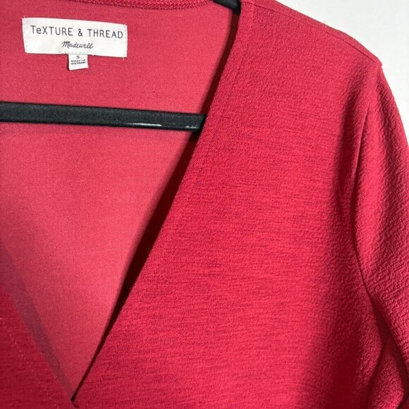 Madewell Long Sleeve Crepe Wrap Top Red - Picture 4 of 7